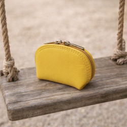 Petit porte-monnaie compact femme en cuir