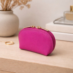 Petit porte-monnaie compact femme en cuir