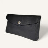 Porte-monnaie femme élégant noir en cuir – format compact chic avec bouton pression