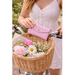 Porte-monnaie femme élégant noir en cuir – format compact chic avec bouton pression