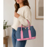 Sac à main femme en jean et cuir italien – Grand cabas chic bandoulière