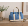 Sac à main femme en jean et cuir italien – Grand cabas chic bandoulière