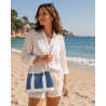 Sac à main femme en jean et cuir italien – Grand cabas chic bandoulière