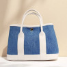 Sac à main femme en jean et cuir italien – Grand cabas chic bandoulière