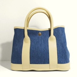 Sac à main femme en jean et cuir italien – Grand cabas chic bandoulière