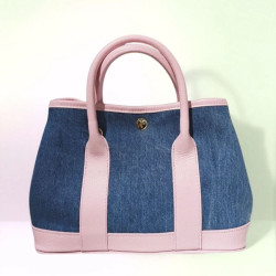 Sac à main femme en jean et cuir italien – Grand cabas chic bandoulière