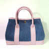 Sac à main femme en jean et cuir italien – Grand cabas chic bandoulière