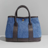 Sac à main femme en jean et cuir italien – Grand cabas chic bandoulière