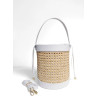 Sac seau femme en raphia tressé et cuir esprit bohème chic