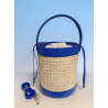 Sac seau femme en raphia tressé et cuir esprit bohème chic