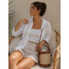 Sac seau femme en raphia tressé et cuir esprit bohème chic