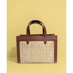 Sac cabas en cuir et raphia tressé – Élégance bohème chic