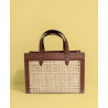 Sac cabas en cuir et raphia tressé – Élégance bohème chic