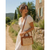 Sac cabas en cuir et raphia tressé – Élégance bohème chic