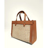 Sac cabas en cuir et raphia tressé – Élégance bohème chic