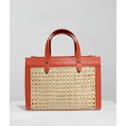 Sac cabas en cuir et raphia tressé – Élégance bohème chic