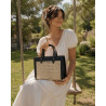 Sac cabas en cuir et raphia tressé – Élégance bohème chic