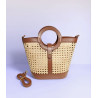 Sac seau en raphia et cuir – Sac bandoulière bohème chic