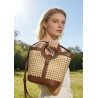 Sac seau en raphia et cuir – Sac bandoulière bohème chic