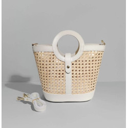 Sac seau en raphia et cuir – Sac bandoulière bohème chic