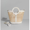 Sac seau en raphia et cuir – Sac bandoulière bohème chic
