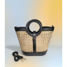 Sac seau en raphia et cuir – Sac bandoulière bohème chic