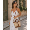 Sac seau en raphia et cuir – Sac bandoulière bohème chic