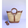 Sac seau en raphia et cuir – Sac bandoulière bohème chic