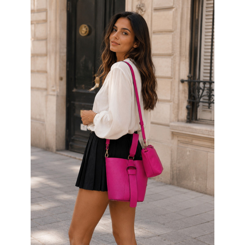 Sac Bandoulière en Cuir Grainé avec Pochette – Élégant & Tendance