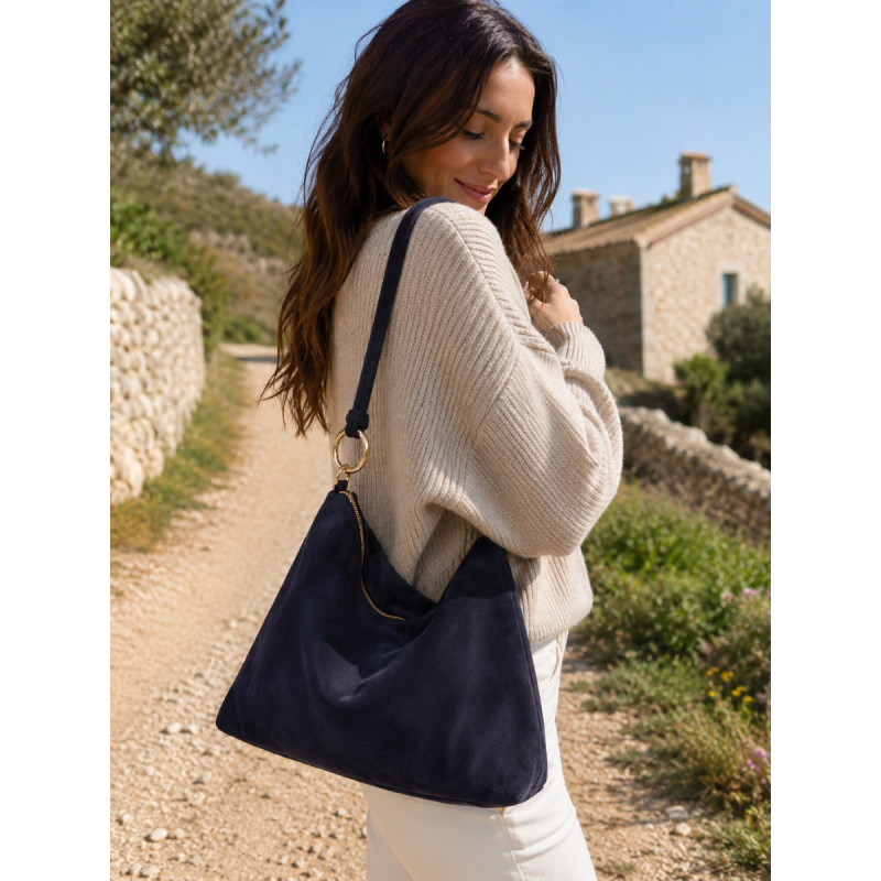 Sac bandoulière en daim souple femme – Grand sac tendance et élégant