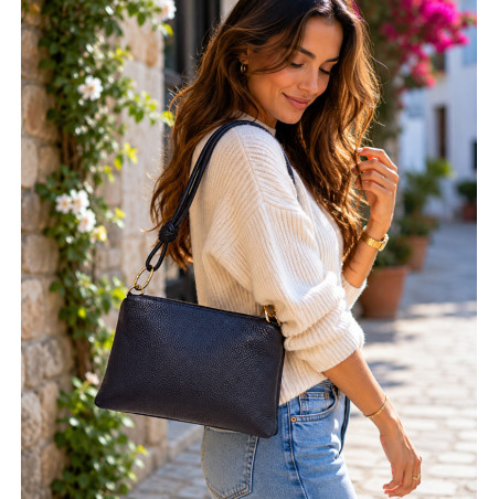 Sac bandoulière en cuir grainé femme – Pochette élégante et tendance