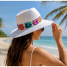 Chapeau de paille femme réglable à larges bords – Style bohème chic