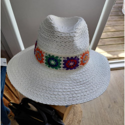 Chapeau de paille femme réglable à larges bords – Style bohème chic