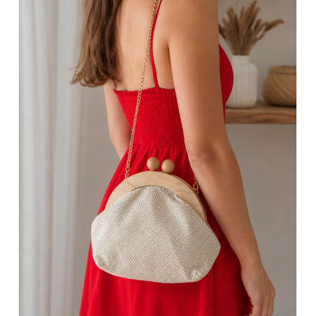 Sac Pochette Femme Effet Paille et Bois – Sac Bandoulière Élégant Esprit Bohème Chic