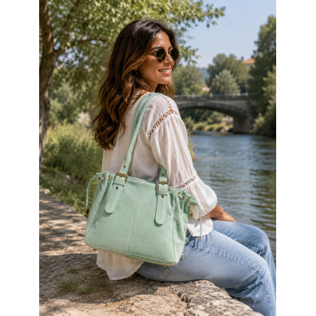 Sac à main femme en daim – cabas bohème chic, tendance campagne, cuir suédé