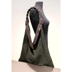 Sac cabas femme en suédine avec anses tressées – Grand format élégant et tendance