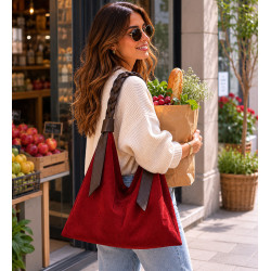 Sac cabas femme en suédine avec anses tressées – Grand format élégant et tendance