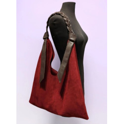 Sac cabas femme en suédine avec anses tressées – Grand format élégant et tendance