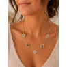 Collier trèfles en acier inoxydable doré – Pendentifs nacrés noir & blanc