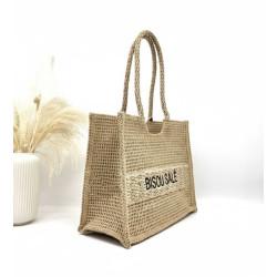 Panier cabas BISOU SALÉ en raphia – Grand sac de plage et de shopping tendance pour femme
