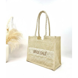 Panier cabas BISOU SALÉ en raphia – Grand sac de plage et de shopping tendance pour femme