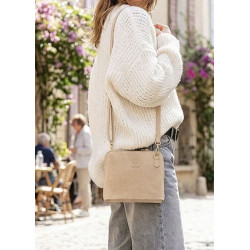 Sac bandoulière en daim cuir véritable – Sac femme élégant et intemporel