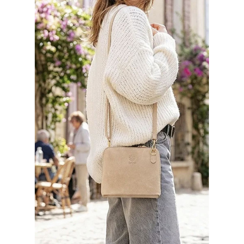 Sac bandoulière en daim cuir véritable – Sac femme élégant et intemporel