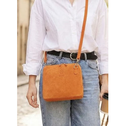 Sac bandoulière en daim cuir véritable – Sac femme élégant et intemporel