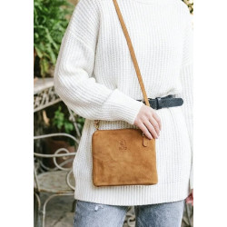 Sac bandoulière en daim cuir véritable – Sac femme élégant et intemporel