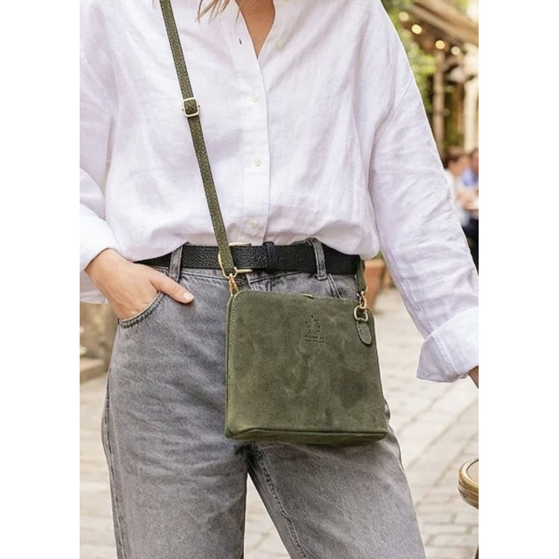 Sac bandoulière en daim cuir véritable – Sac femme élégant et intemporel