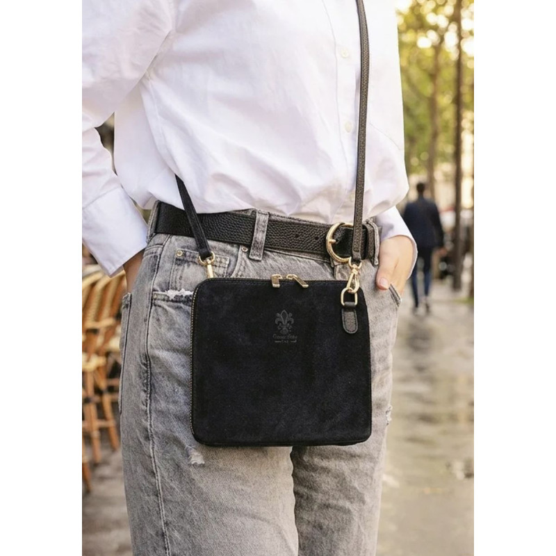 Sac bandoulière en daim cuir véritable – Sac femme élégant et intemporel