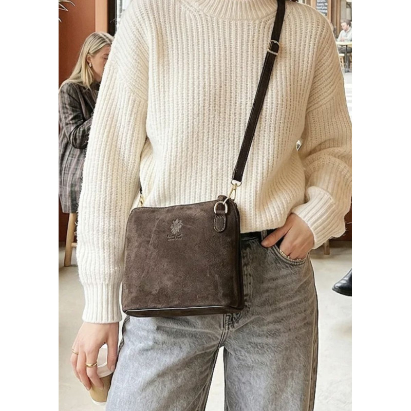 Sac bandoulière en daim cuir véritable – Sac femme élégant et intemporel