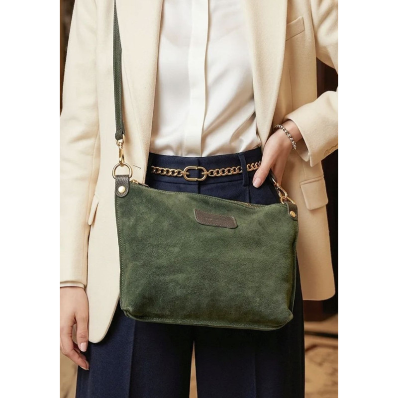 Sac bandoulière en daim cuir véritable – Sac femme chic et élégant