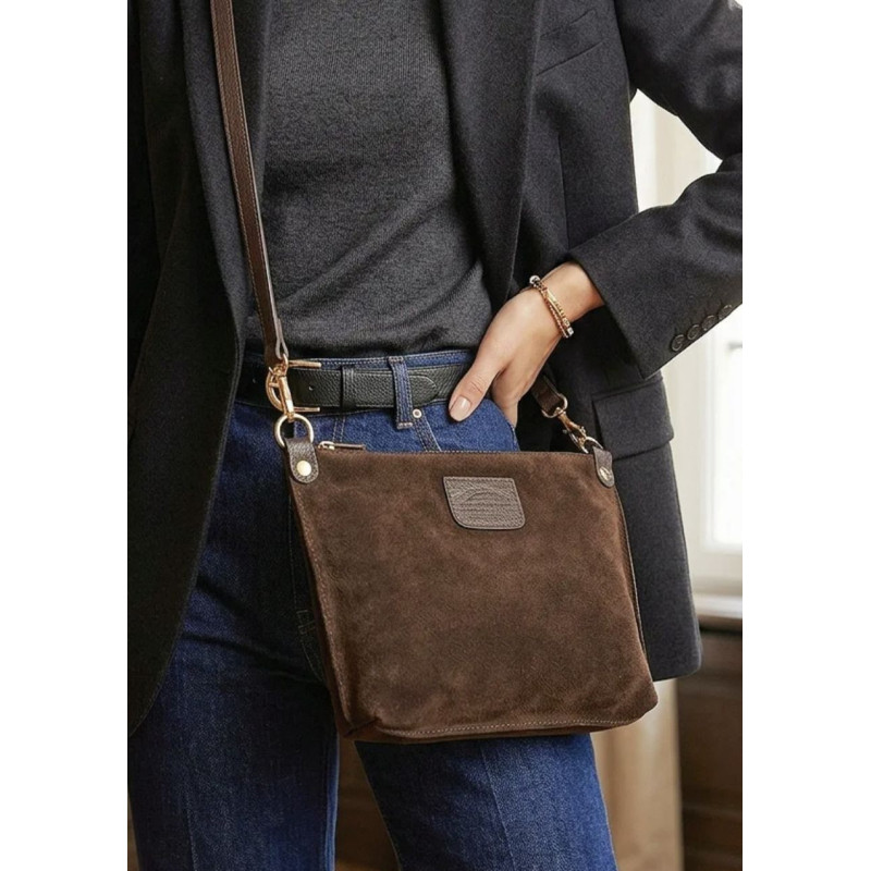 Sac bandoulière en daim cuir véritable – Sac femme chic et élégant